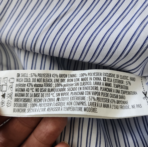 English Factory Bell Sleeves Blue White Stripe Pull-Over Top, Size S - Picture 12 of 12